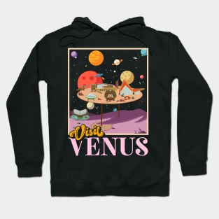 Retro Visit Planet Venus Mid Century Style Space Travel Hoodie